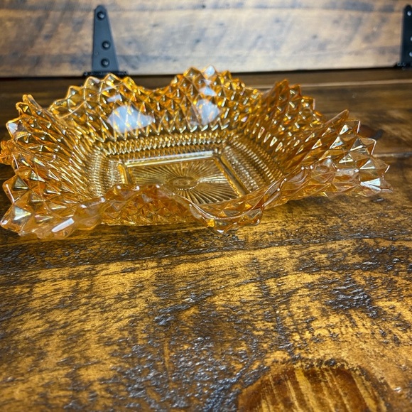 VTG FEDERAL GLASS YELLOW DIAMOND CUT DEPRESSION GLASS SQUARE CANDY TRINKET DISH - Picture 9 of 13